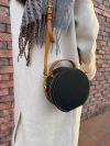 Minimalist handcrafted mini circle camera crossbody in italian veg-tan calfskin - 图片 2