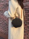 Minimalist handcrafted mini circle camera crossbody in italian veg-tan calfskin - 图片 3
