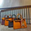 handmade Birkin structured top-handle handbag tote with protective feet in italy veg-tan calfskin - 图片 2
