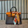 handmade Birkin structured top-handle handbag tote with protective feet in italy veg-tan calfskin