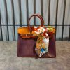 handmade Birkin structured top-handle handbag tote with protective feet in italy veg-tan calfskin - 图片 13