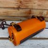 handcrafted veg-tan leather crossbody barrel/bowl bag/cylindrical shoulder purse - 图片 8