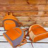 Premium Leather & Canvas Convertible Backpack – Compact Travel Daypack in Italian veg-tan calfskin - 图片 3