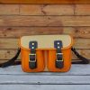 Professional commuter messenger satchel in handmade veg-tan calfskin