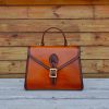 handmade vintage camebridge crossbody satchel in veg tan calfskin