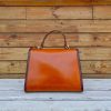 handmade vintage camebridge crossbody satchel in veg tan calfskin - 图片 9