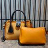 Premium 2-in-1 Leather & Canvas Shopper handbag – Detachable Pouch & Adjustable Strap