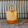 Premium 2-in-1 Leather Bucket Bag with Removable Canvas Pouch – Sculptural Wooden Handle Handbag - 图片 16
