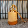 Premium 2-in-1 Leather Bucket Bag with Removable Canvas Pouch – Sculptural Wooden Handle Handbag - 图片 17